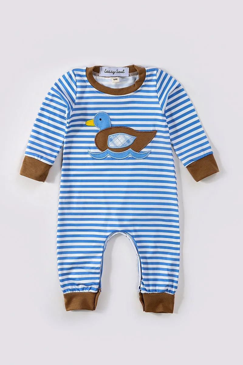 Brown duck applique boy romper