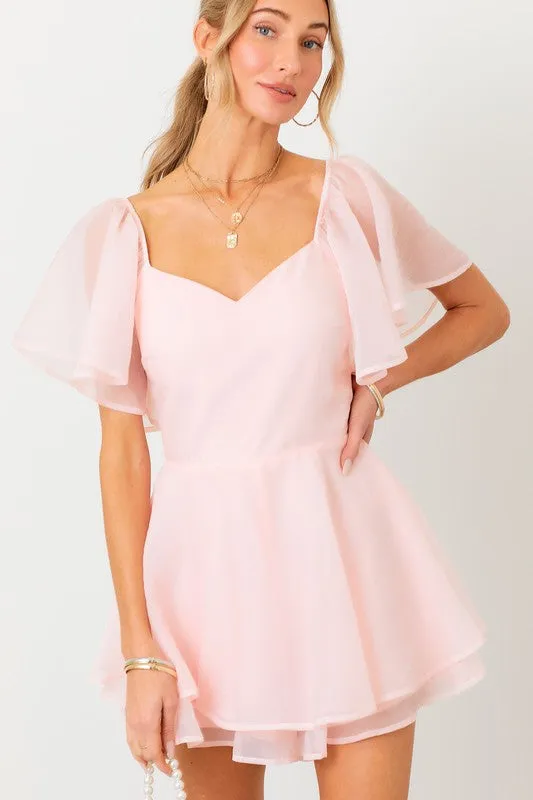 Bubble Short Sleeves Romper Blush