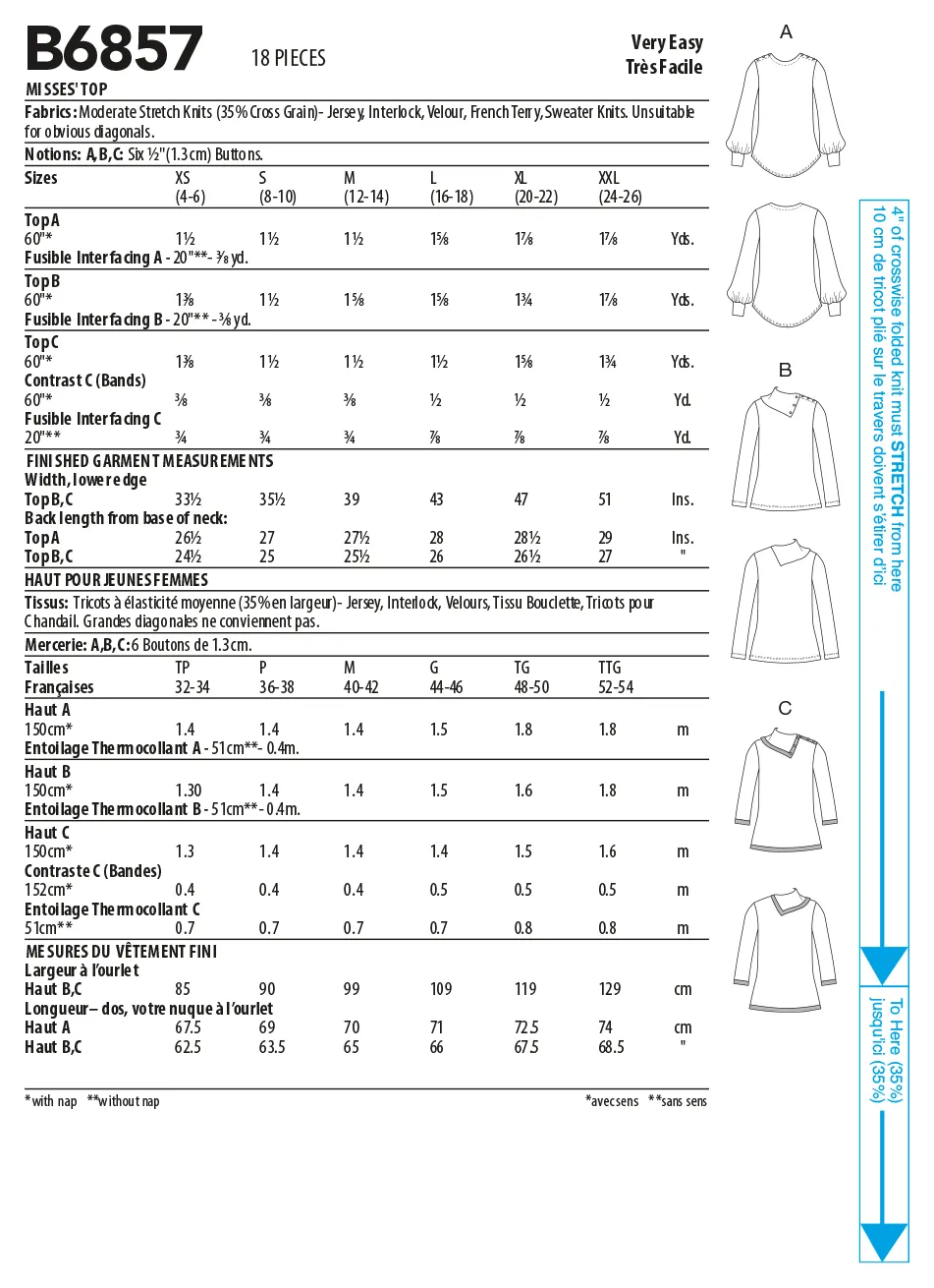 Butterick 6857 Misses' Top Pattern