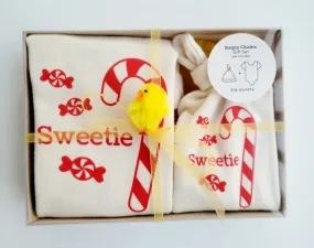 Candy Cane Short Sleeve Romper & Hat Gift Set