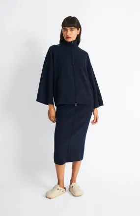 Cashmere Blend Pencil Skirt In Indigo