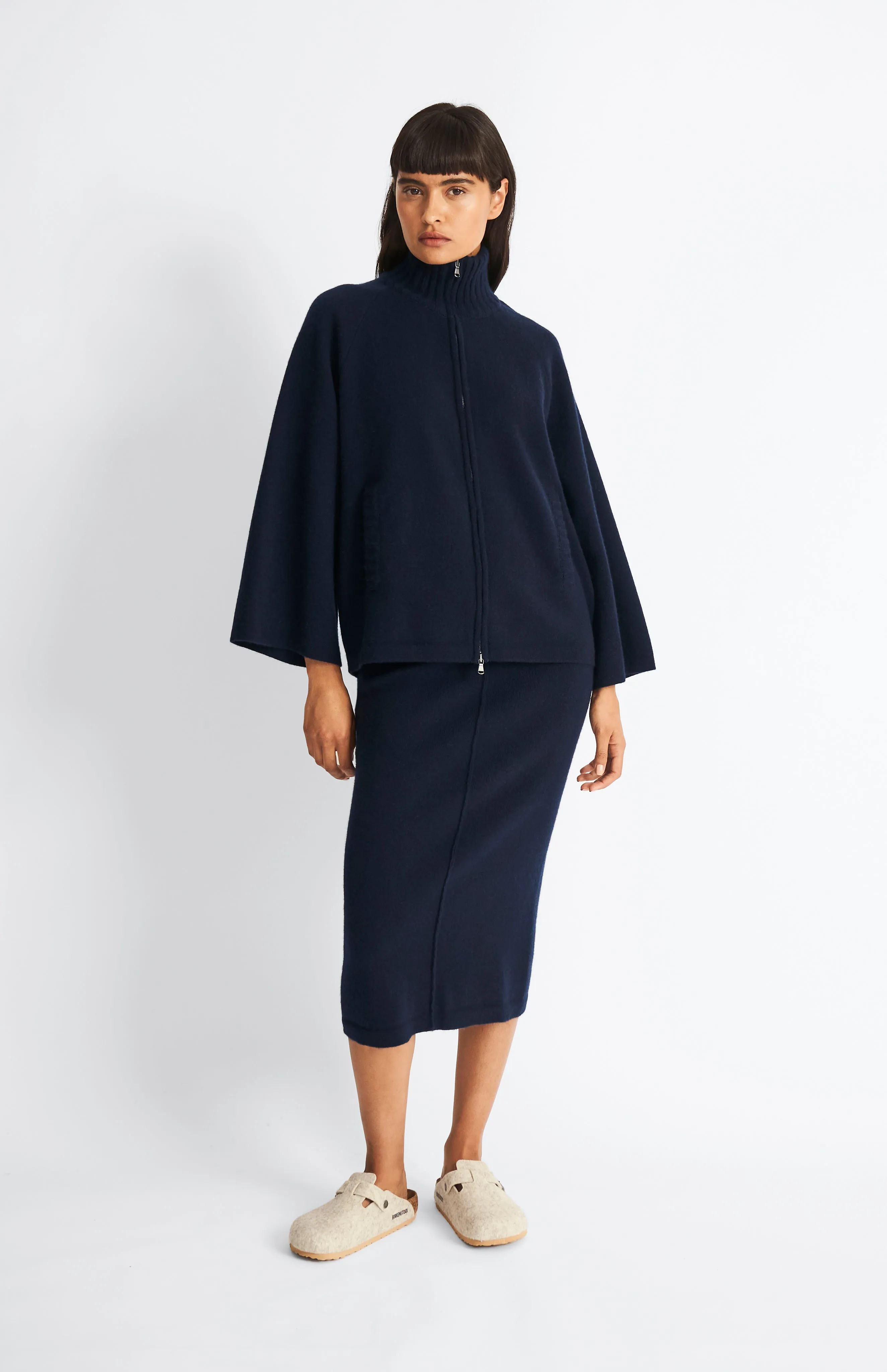 Cashmere Blend Pencil Skirt In Indigo