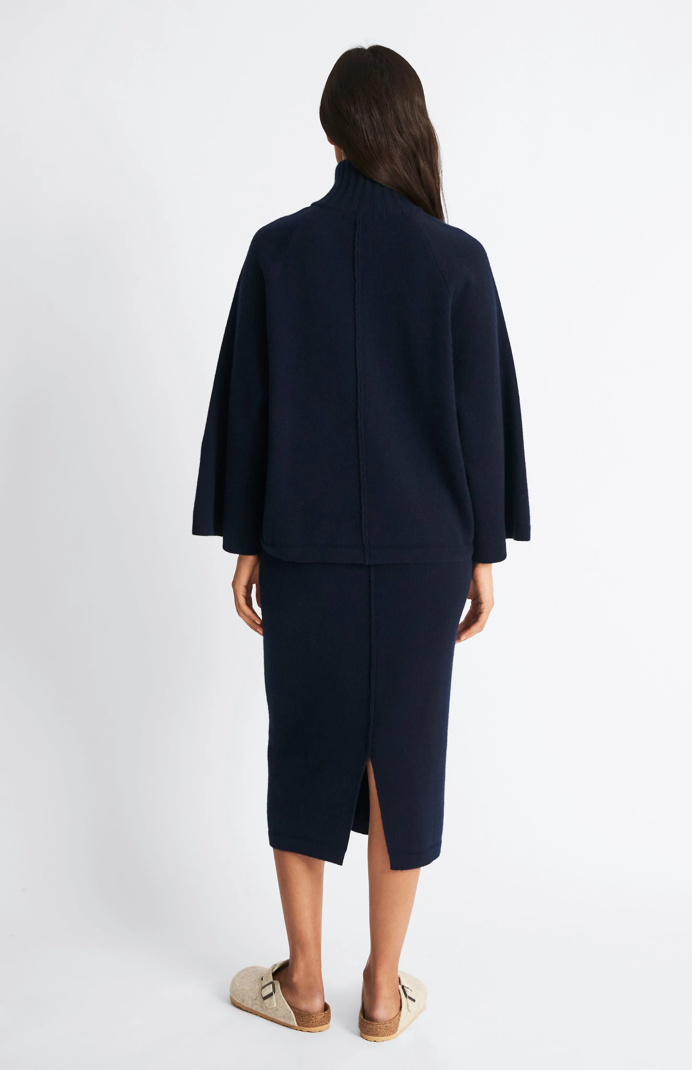 Cashmere Blend Pencil Skirt In Indigo