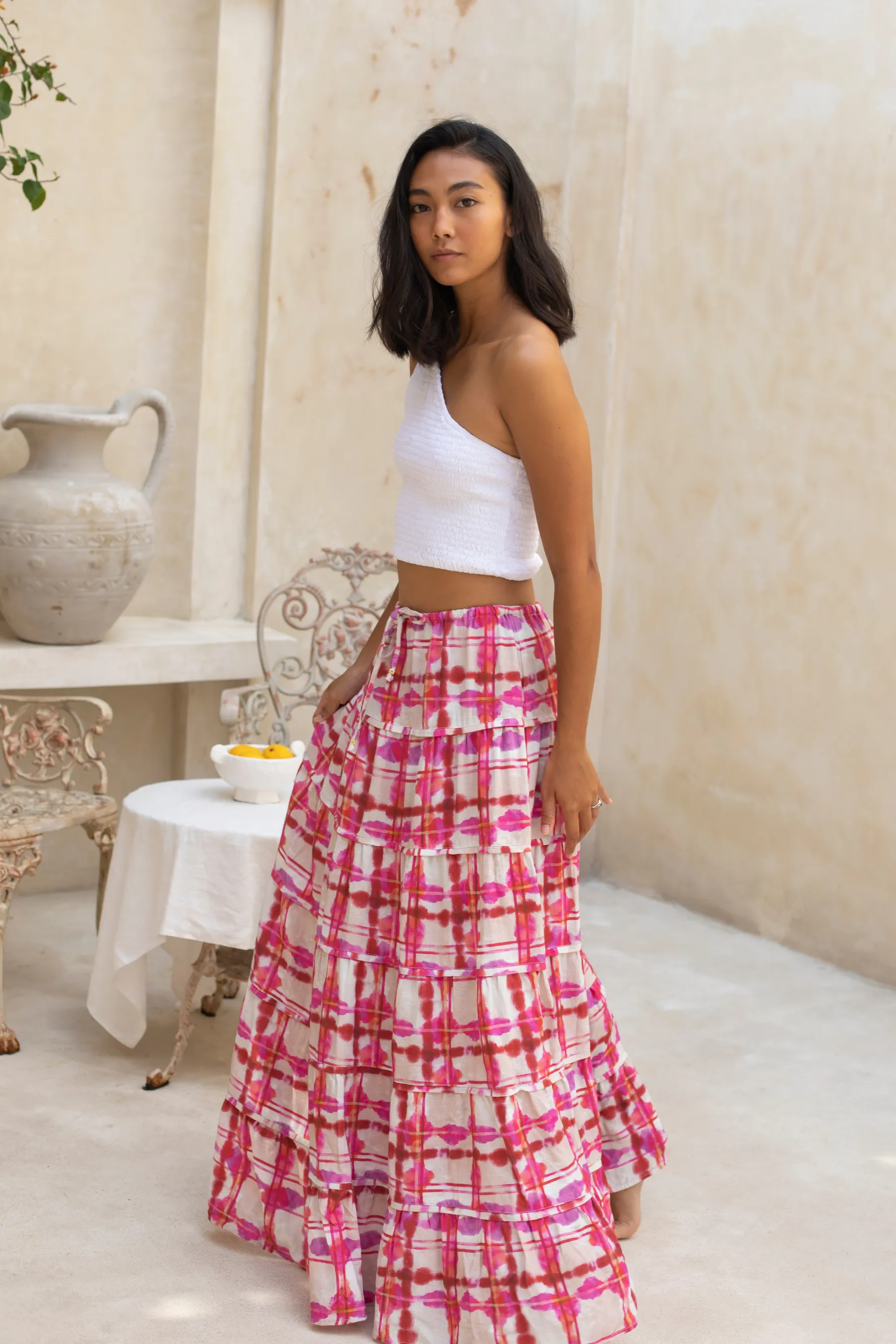 Cassis Pink Maxi Skirt