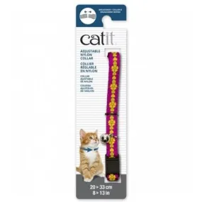 Catit Adjustable Breakaway Nylon Cat Collar Pink with Flowers