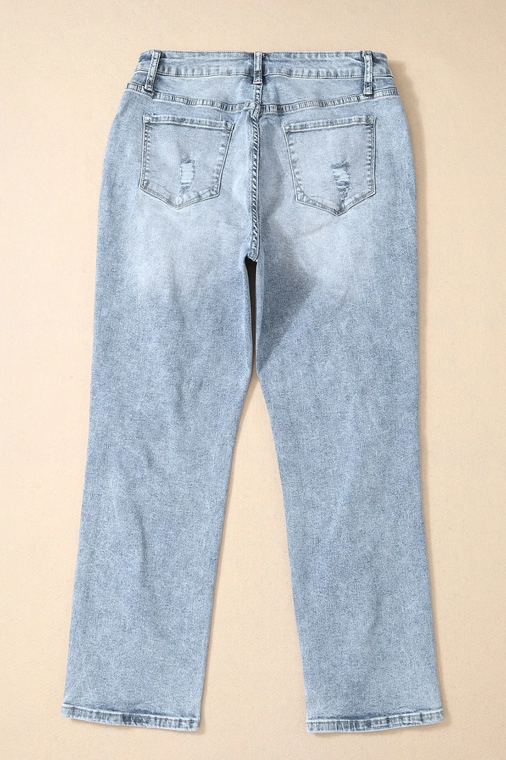 Chic High Waist Distressed Denim Pants