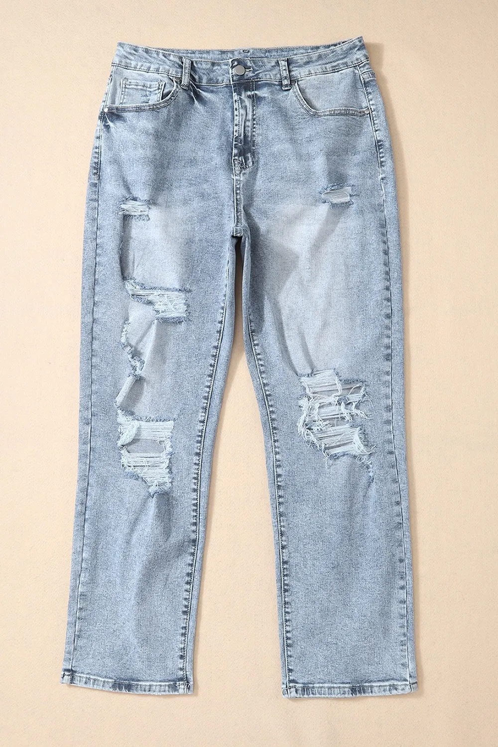 Chic High Waist Distressed Denim Pants