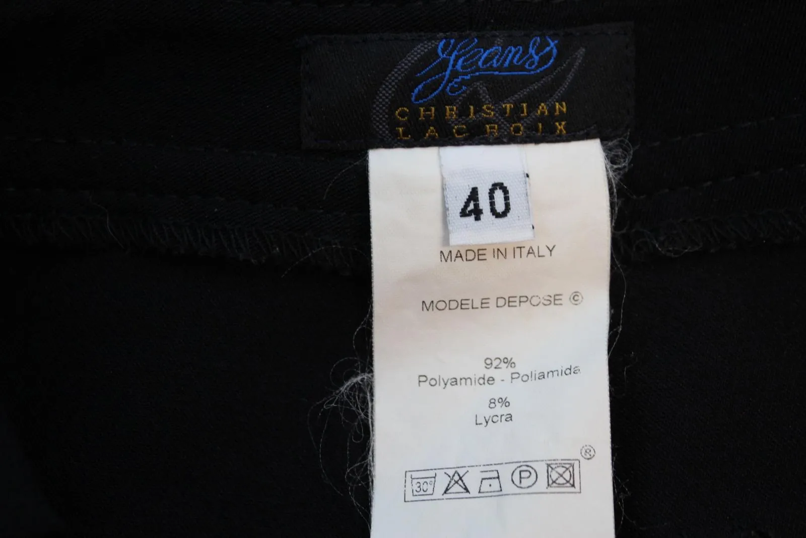 CHRISTIAN LACROIX Ladies Black Embroidered Logo Stretch Pencil Skirt EU40 UK12