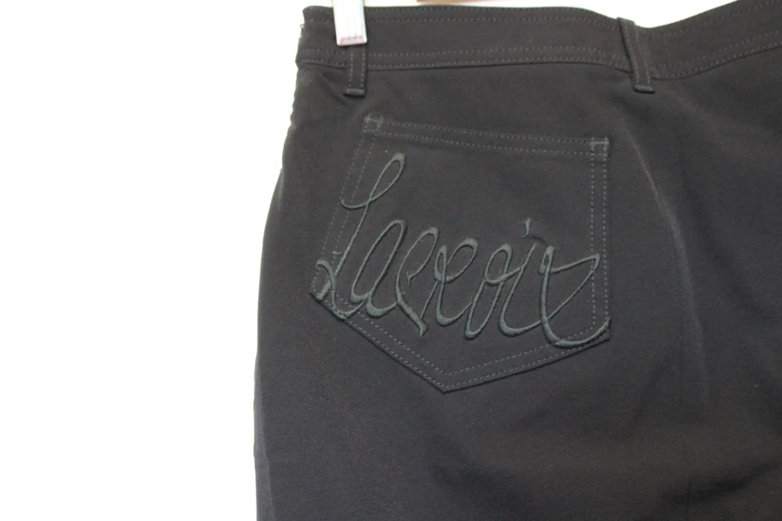 CHRISTIAN LACROIX Ladies Black Embroidered Logo Stretch Pencil Skirt EU40 UK12