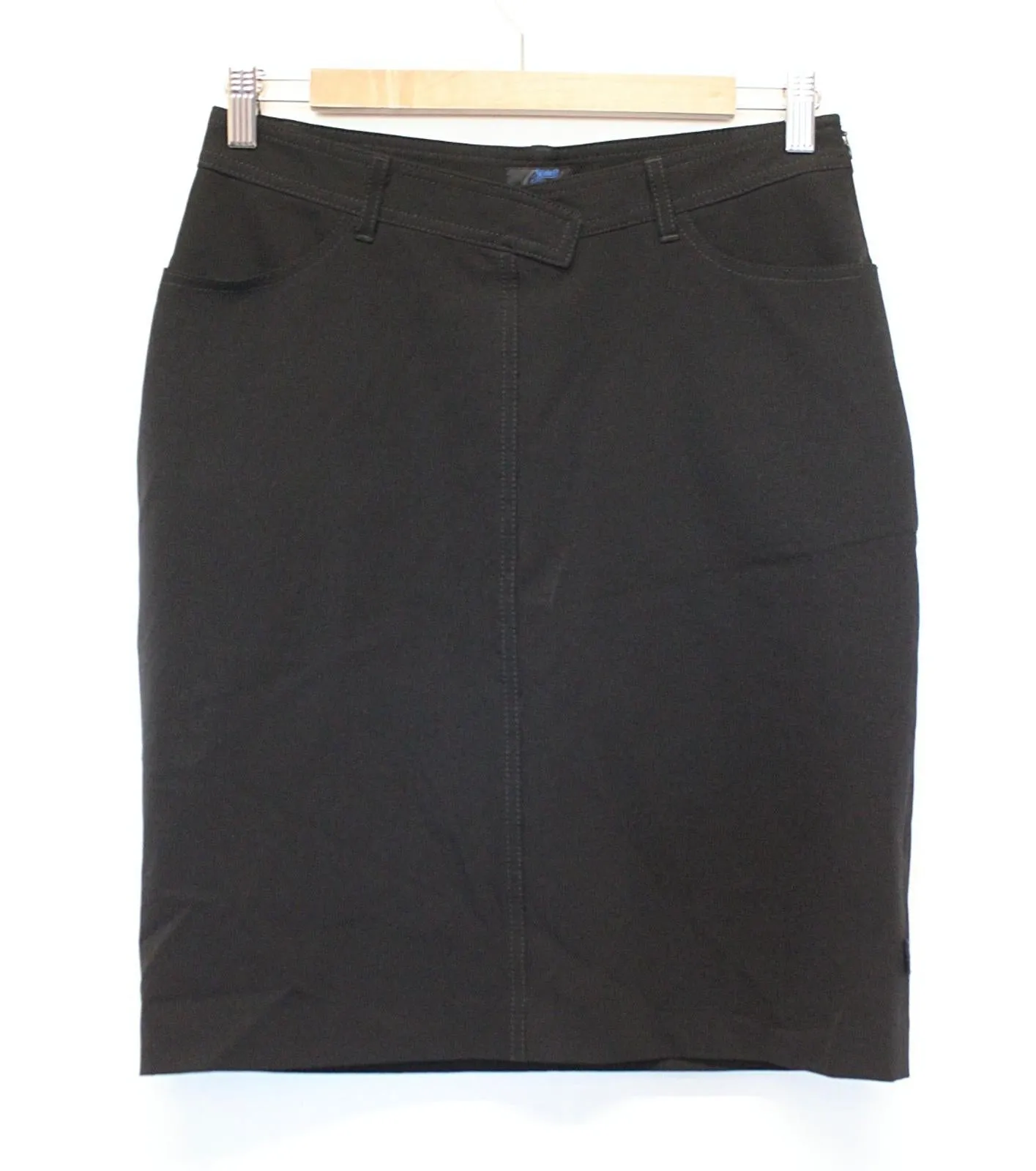 CHRISTIAN LACROIX Ladies Black Embroidered Logo Stretch Pencil Skirt EU40 UK12