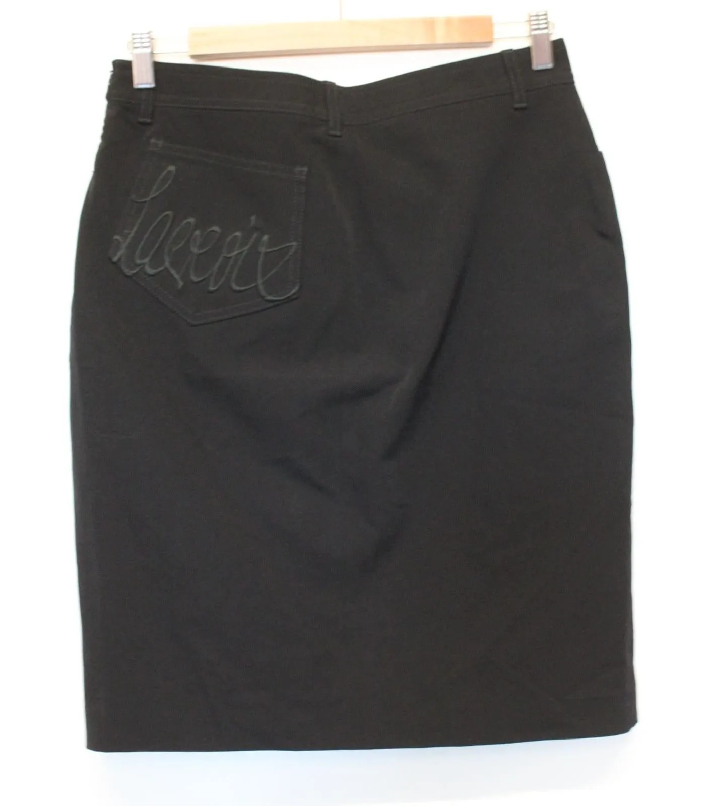 CHRISTIAN LACROIX Ladies Black Embroidered Logo Stretch Pencil Skirt EU40 UK12