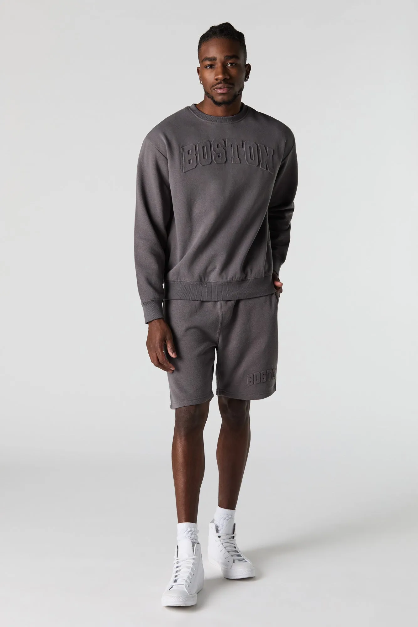City Embossed Fleece Short