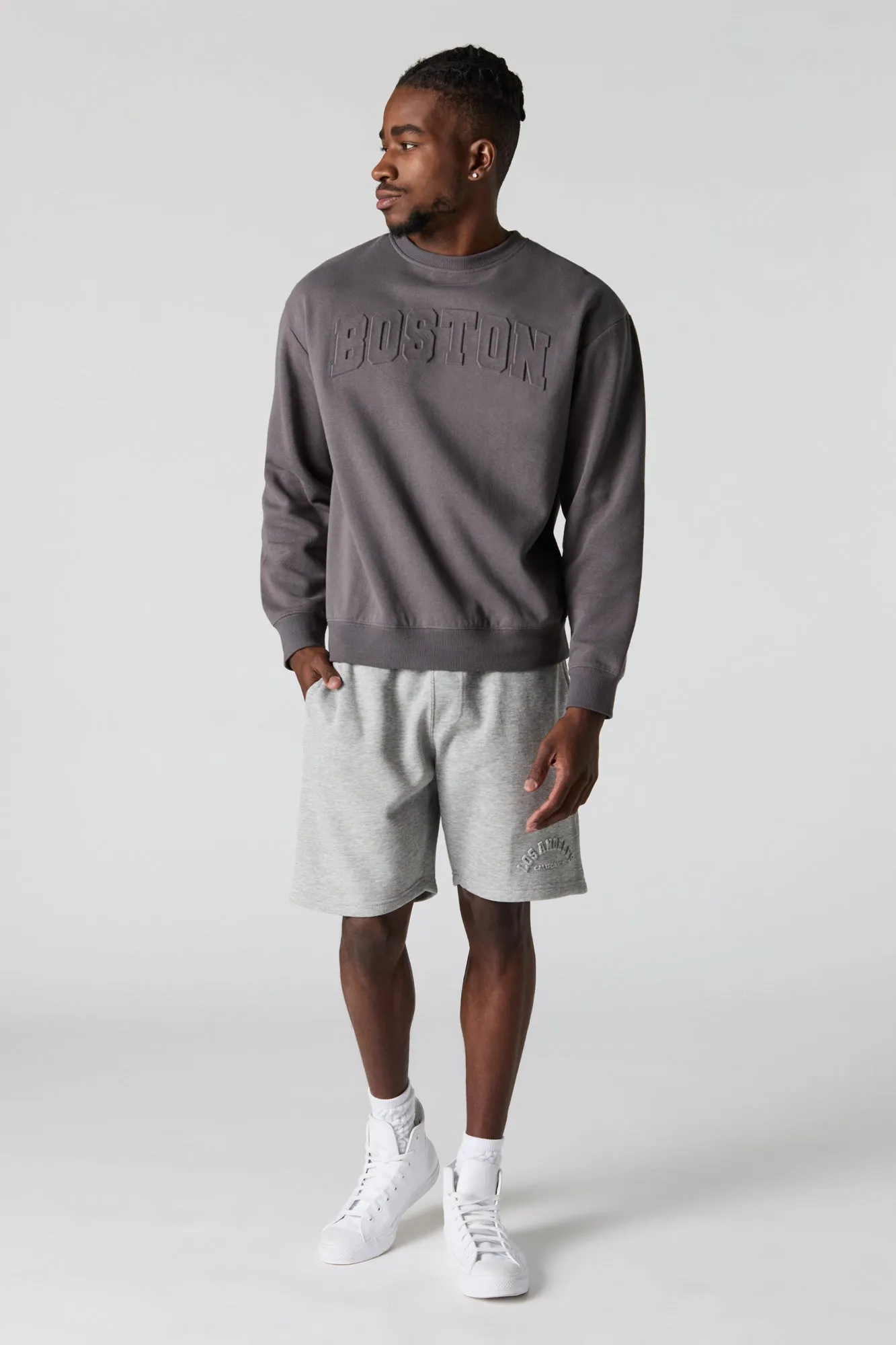 City Embossed Fleece Short