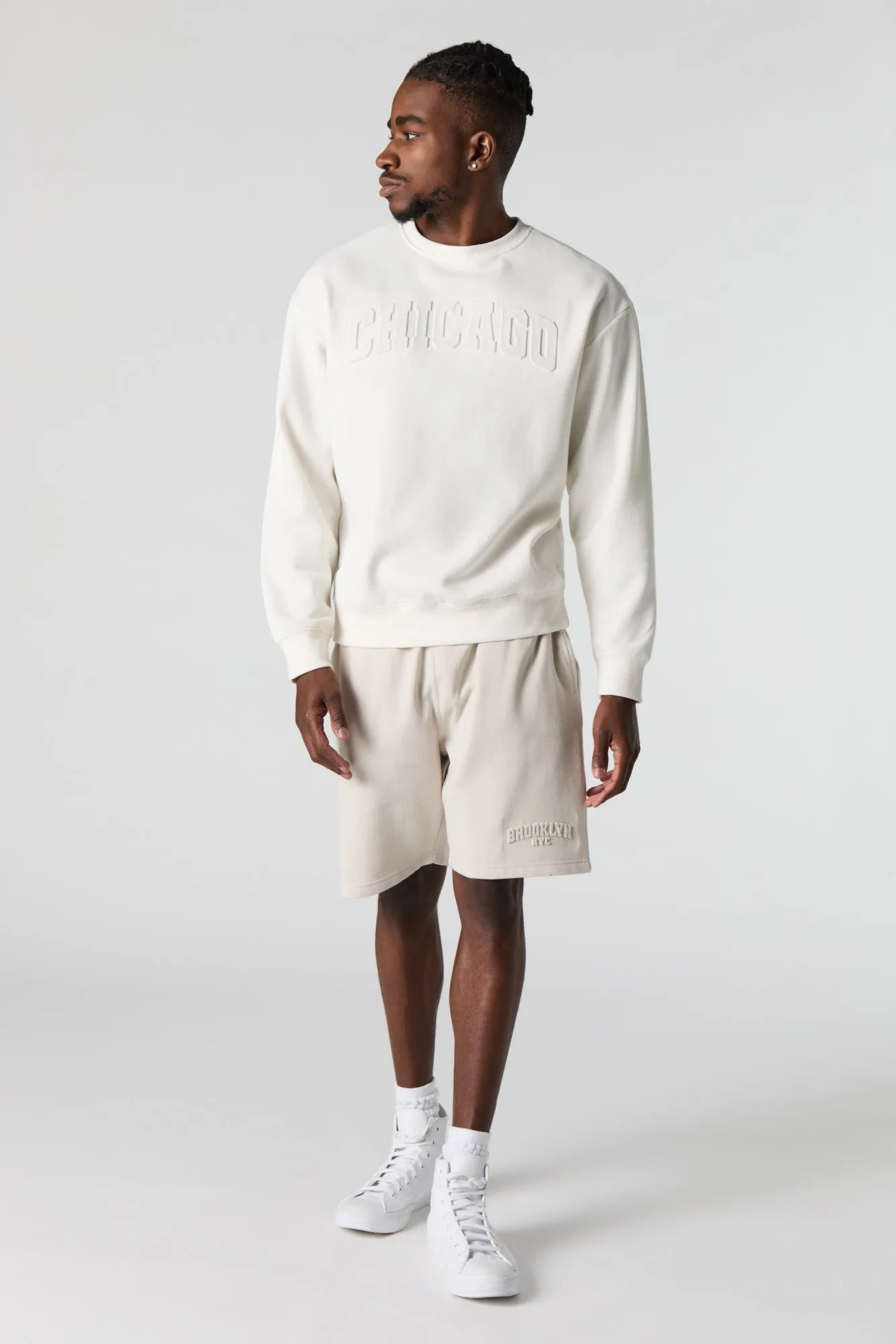 City Embossed Fleece Short