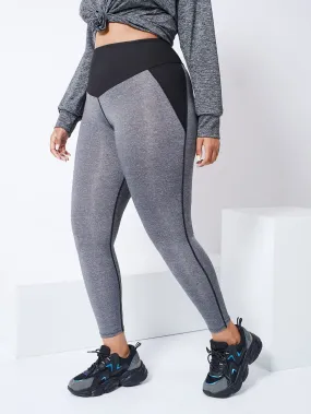 Colorblock High Waist Cropped Plus Size Sports Leggings & Pants