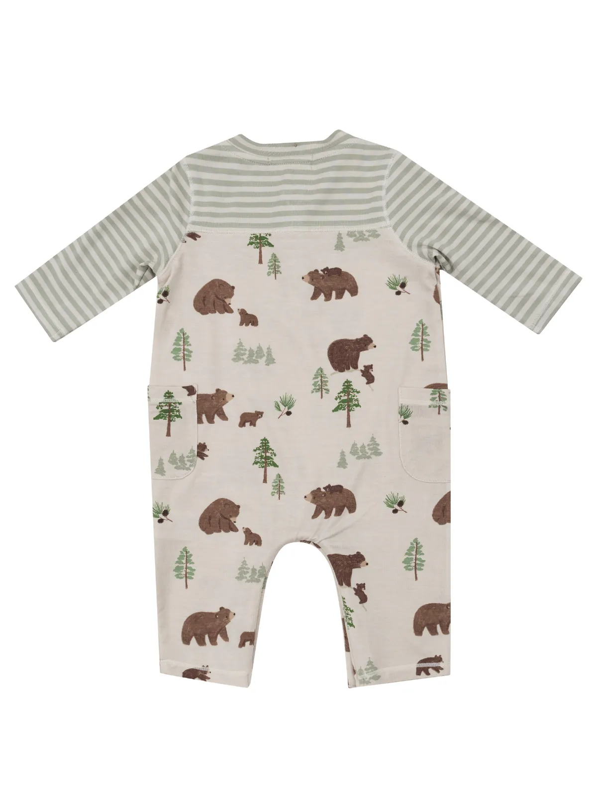 Contrast Henley Romper, Sweet Brown Bears