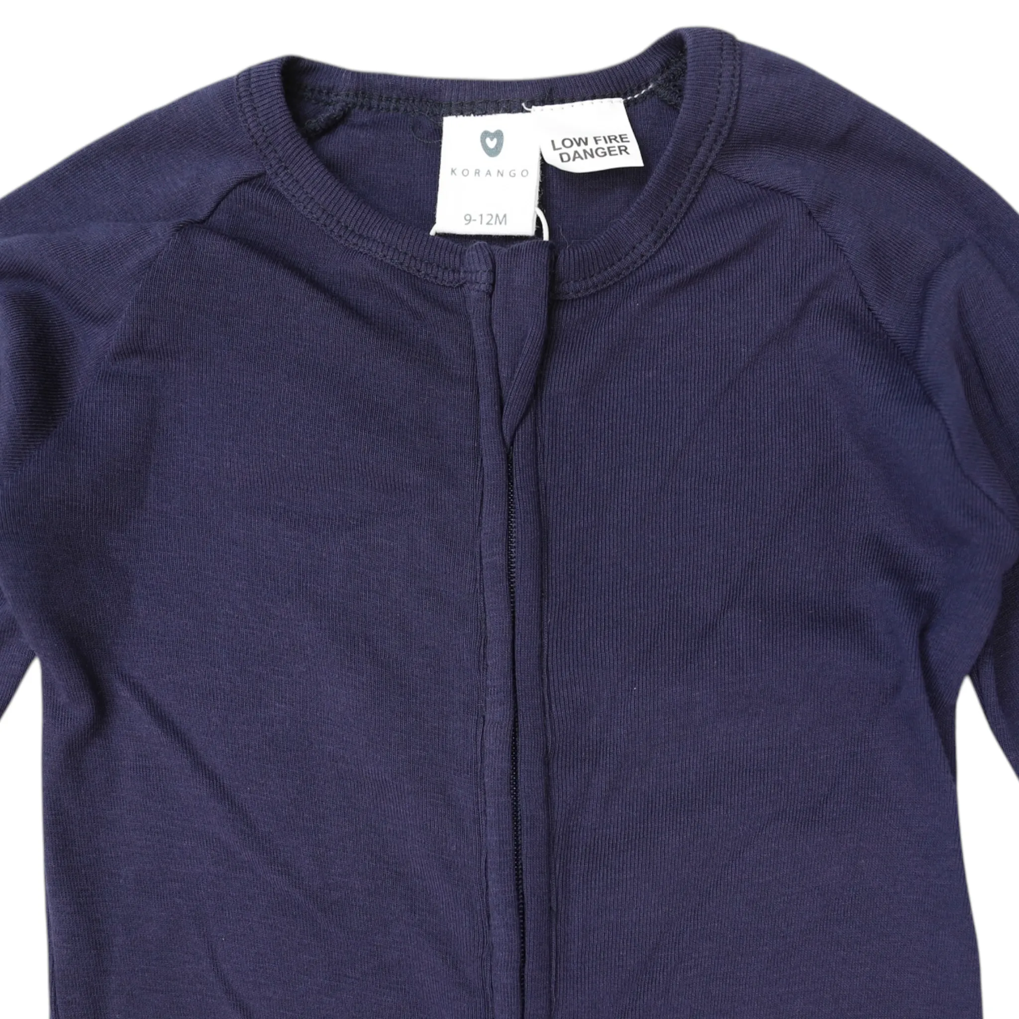 Cotton Modal Long Sleeve Romper with Zip Navy