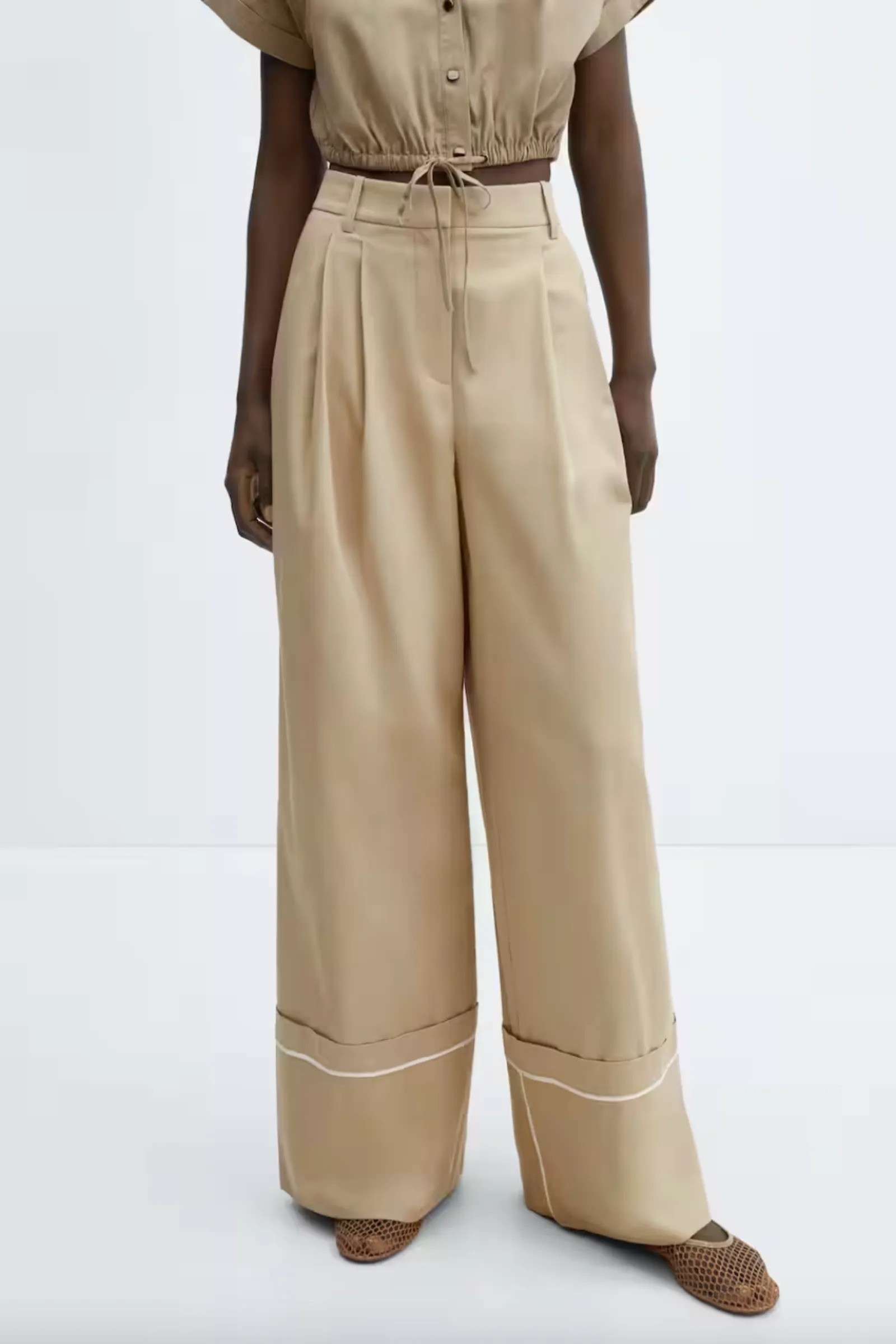Cotton Pleated Trousers