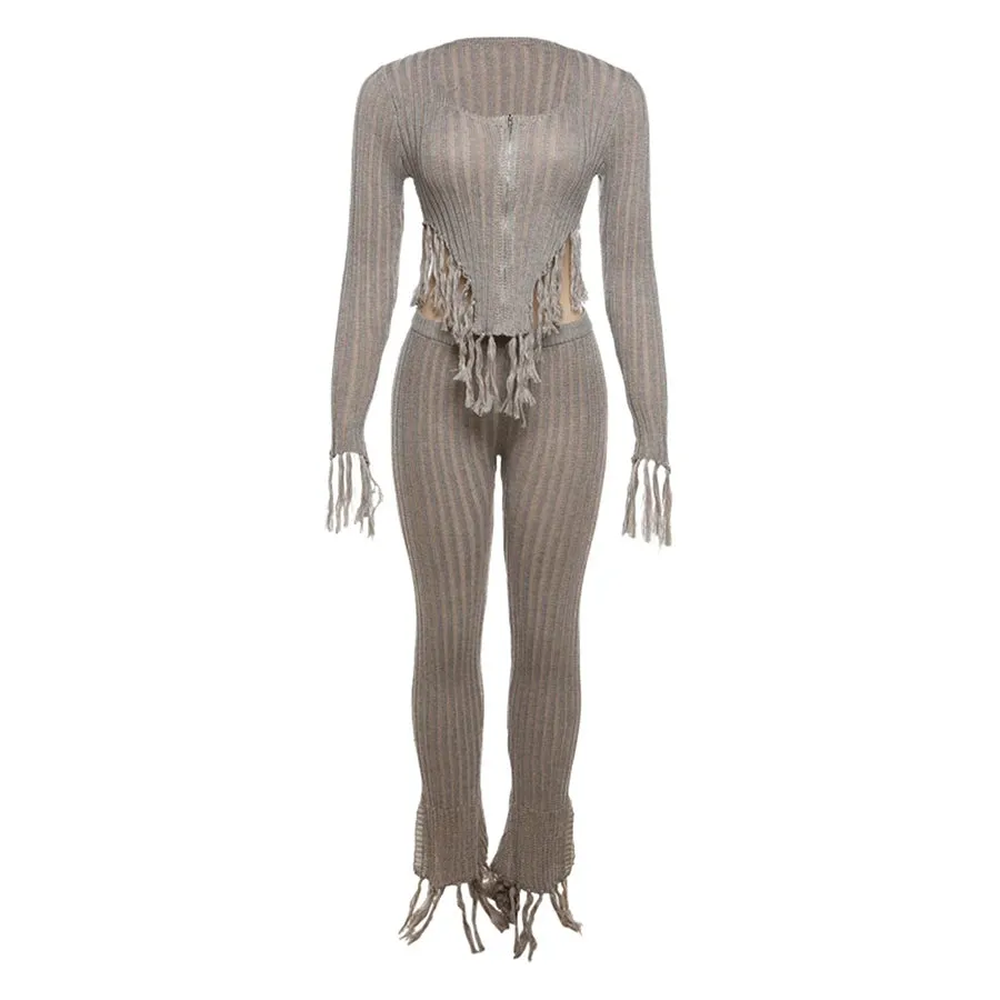 Cozy Autumn Long Sleeve Knit Lounge Wear Set