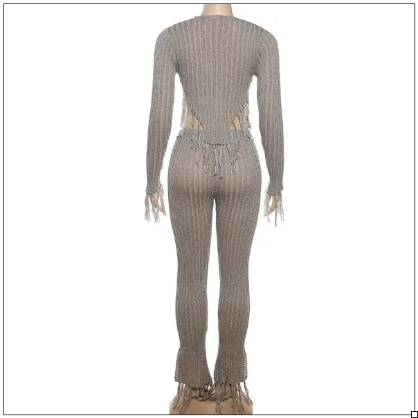 Cozy Autumn Long Sleeve Knit Lounge Wear Set