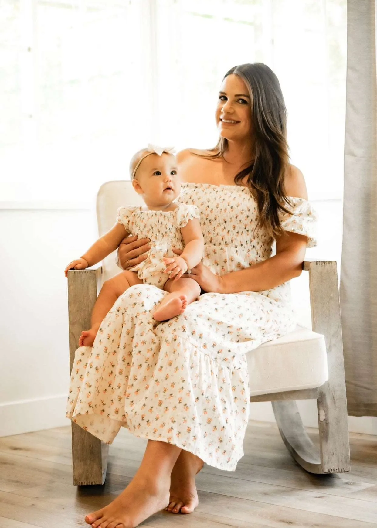 Cream Muslin Puff Sleeve Dress