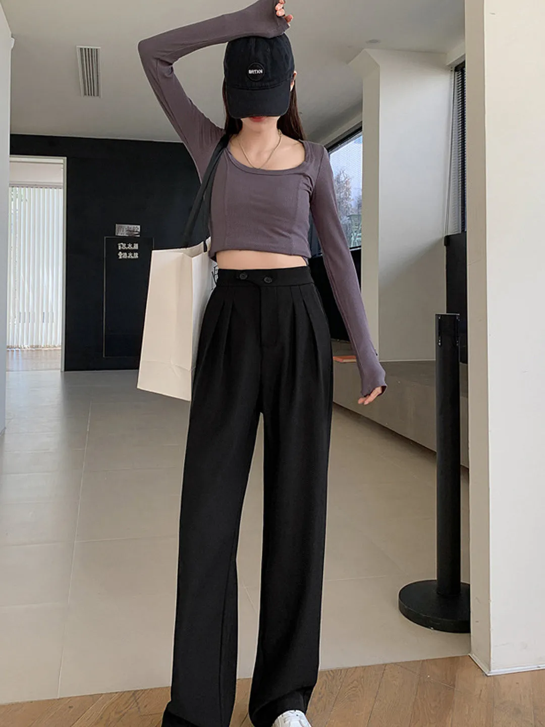 Debby Casual High Waist Pants-Apricot