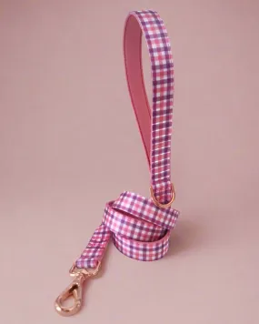 Dog Leash, Pink Purple Gingham - Neoprene Padded