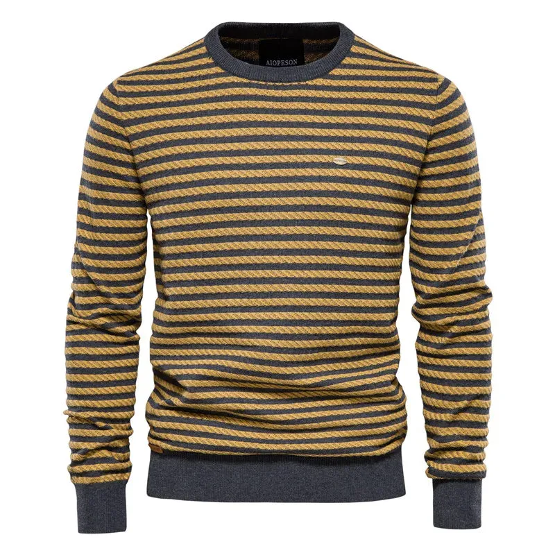 Dpliced Cotton Sweater Men Casual O-neck High Quality Pullover Knitted Sweaters Male Winter Brand Mens Sweaters