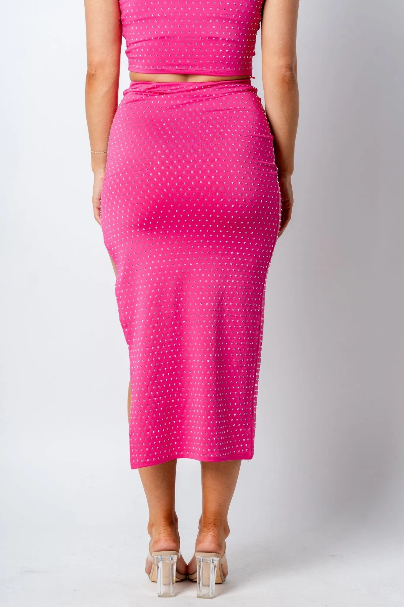 Embellished midi skirt fuchsia