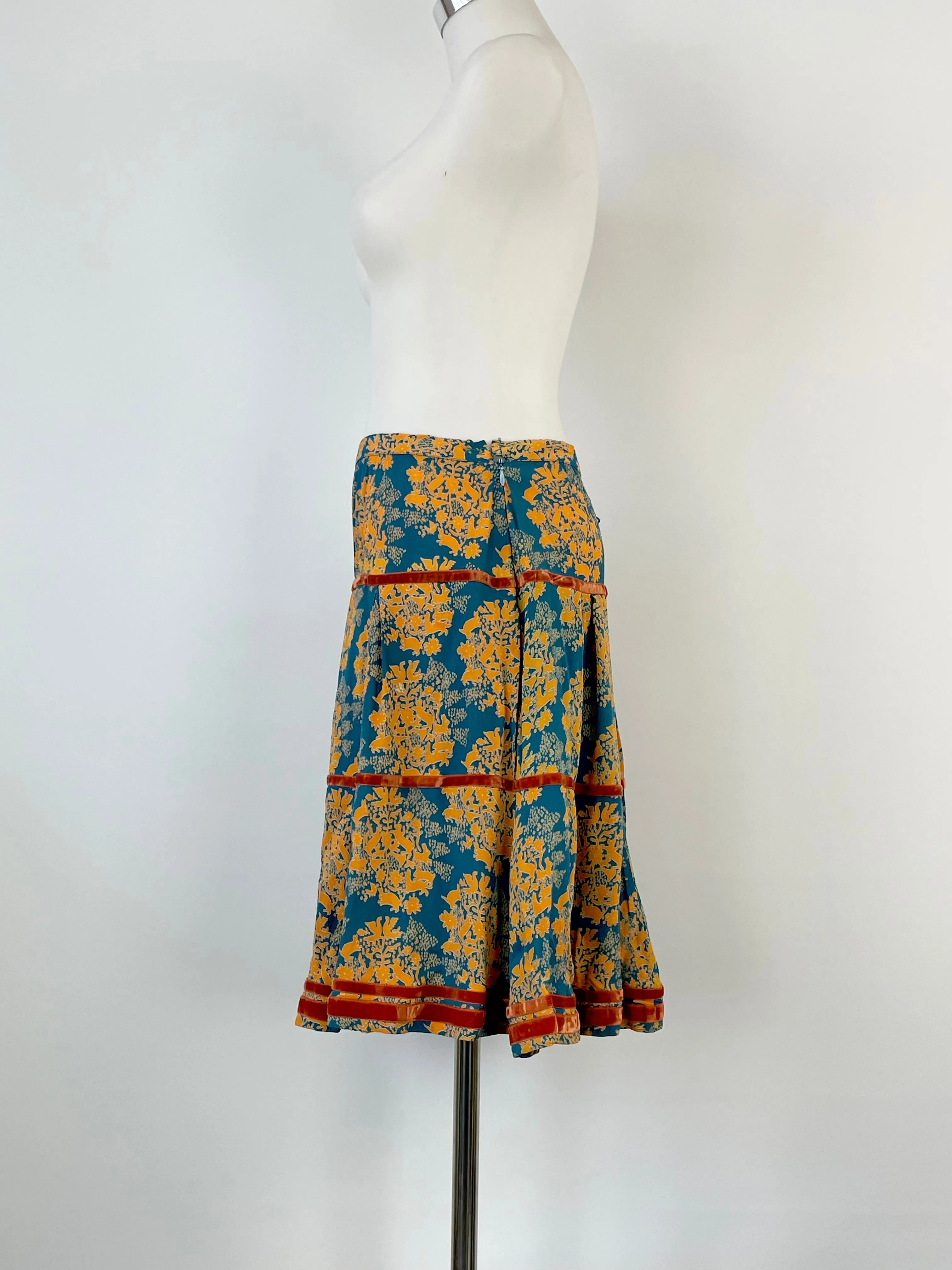 EP by Easton Pearson Teal & Orange Print Midi Skirt - AU8
