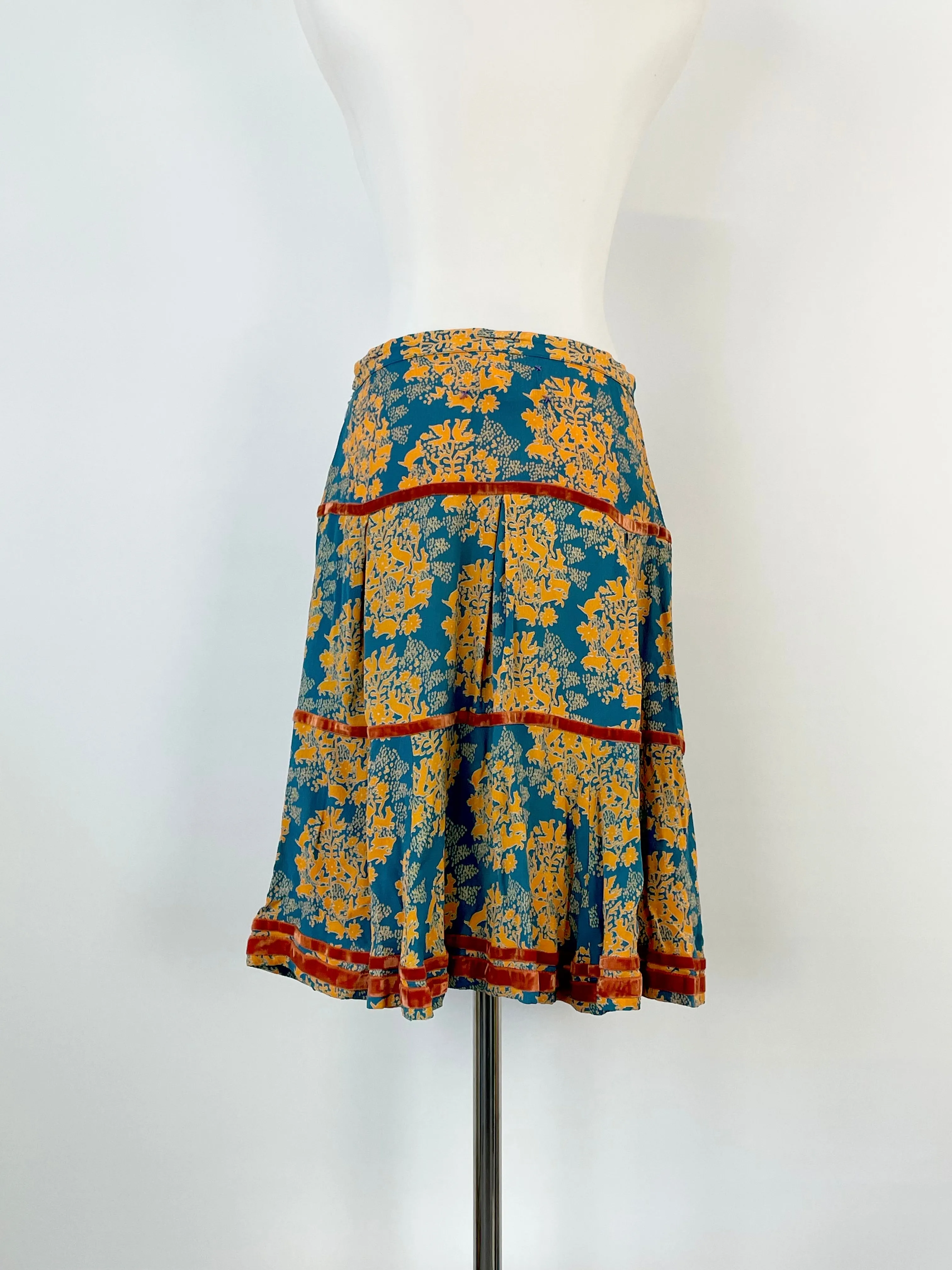 EP by Easton Pearson Teal & Orange Print Midi Skirt - AU8