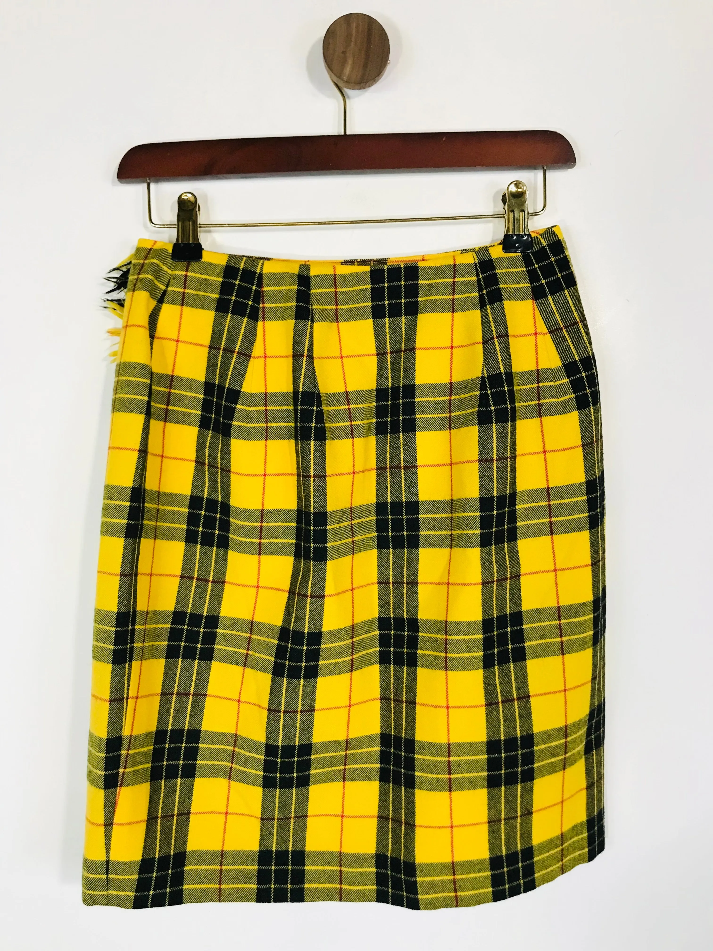 Episode Women's Wool Tartan Pencil Skirt  | UK8 | Yellow
