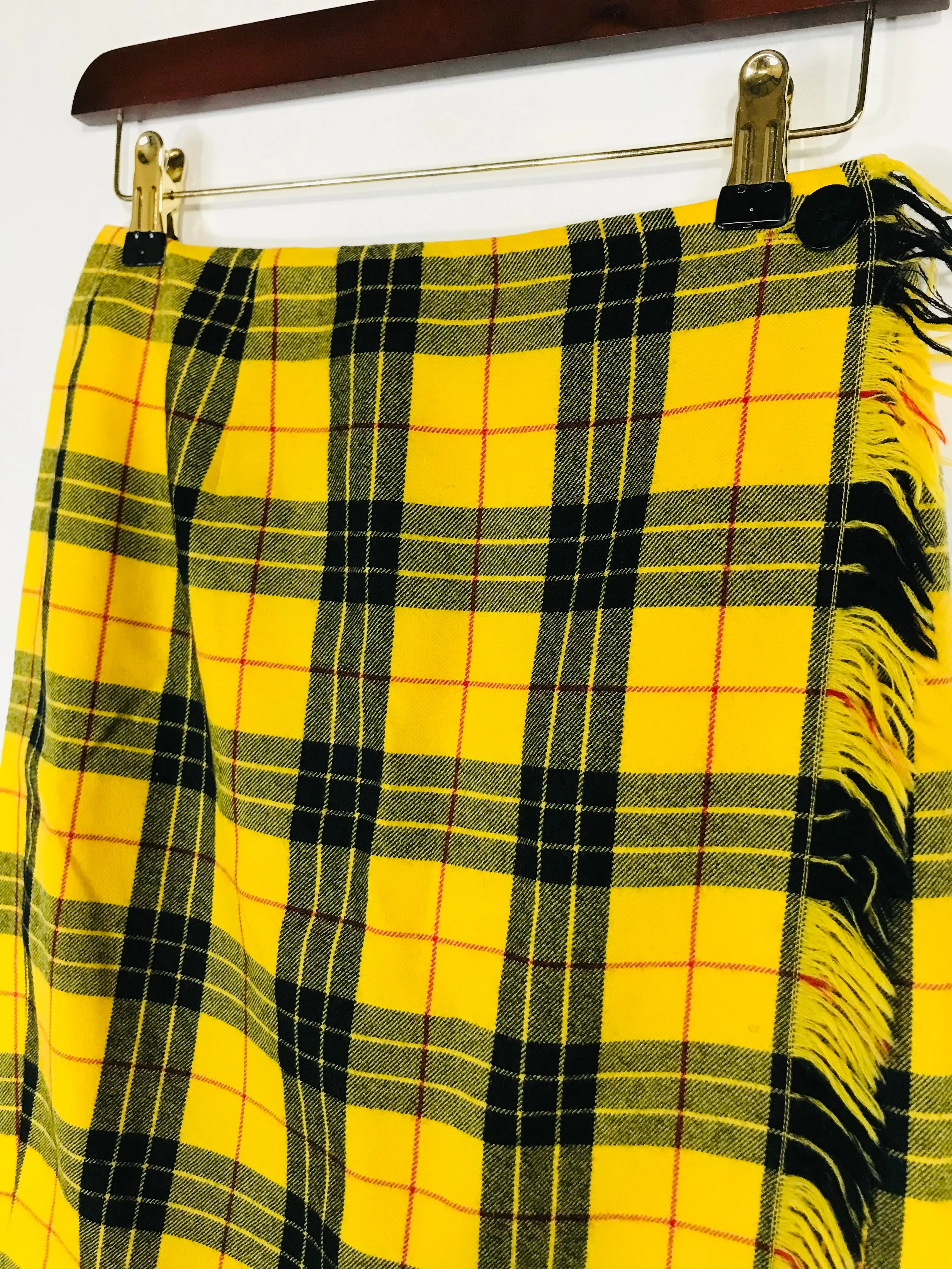 Episode Women's Wool Tartan Pencil Skirt  | UK8 | Yellow