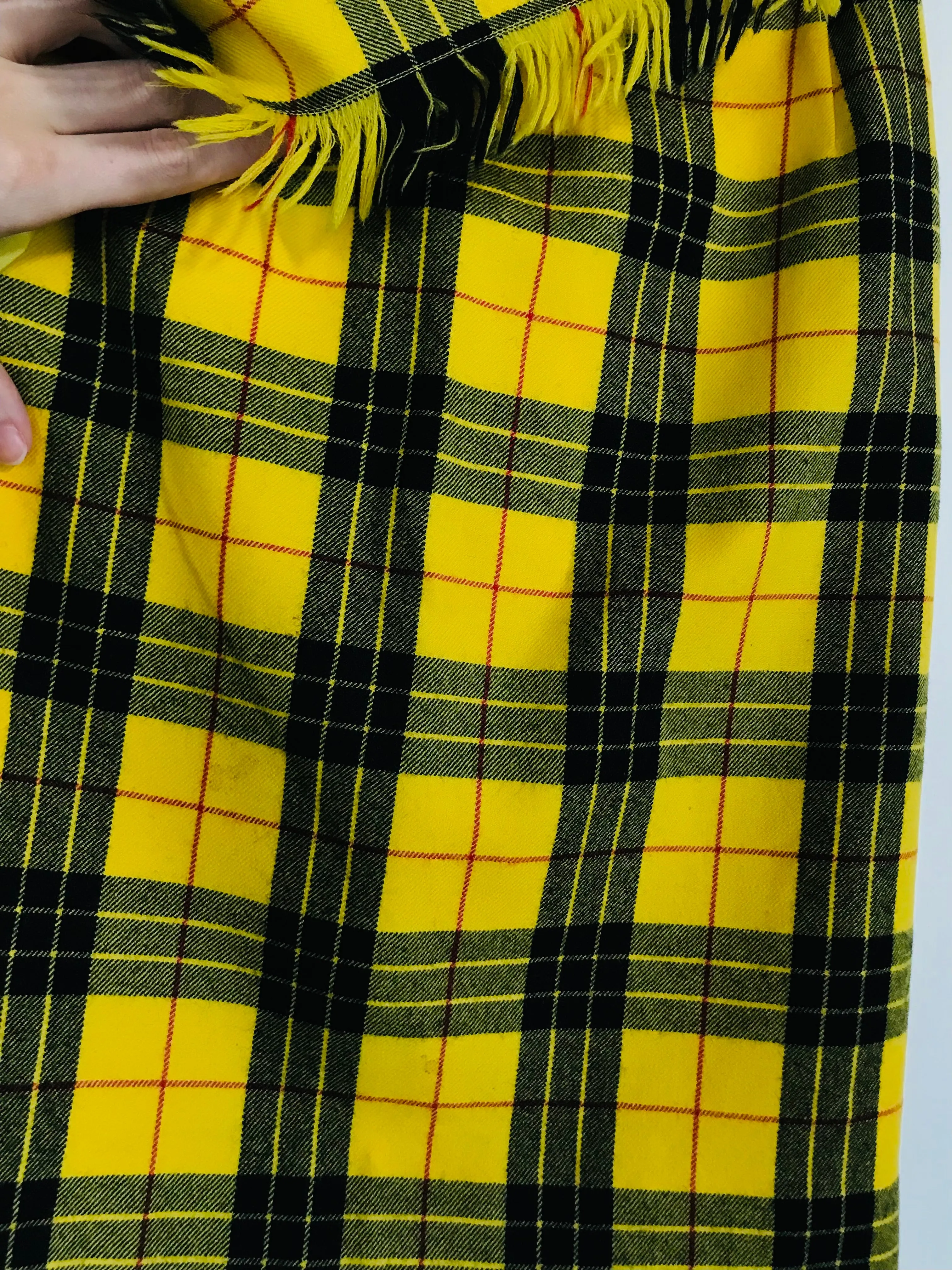 Episode Women's Wool Tartan Pencil Skirt  | UK8 | Yellow
