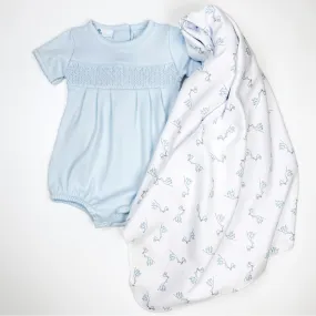 Essentials Smocked Bubble and Worth the Wait Swaddle Set