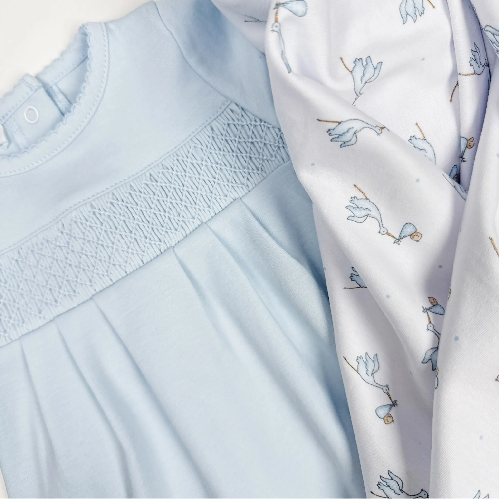 Essentials Smocked Bubble and Worth the Wait Swaddle Set