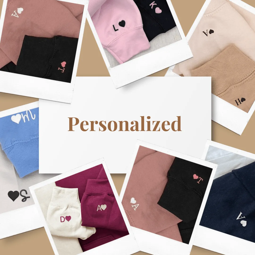 Fire and Water Heart Embroidered Matching Hoodies - Custom Embroidered Matching Couple Hoodies