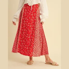 Floral Elastic Waist Maxi Skirt