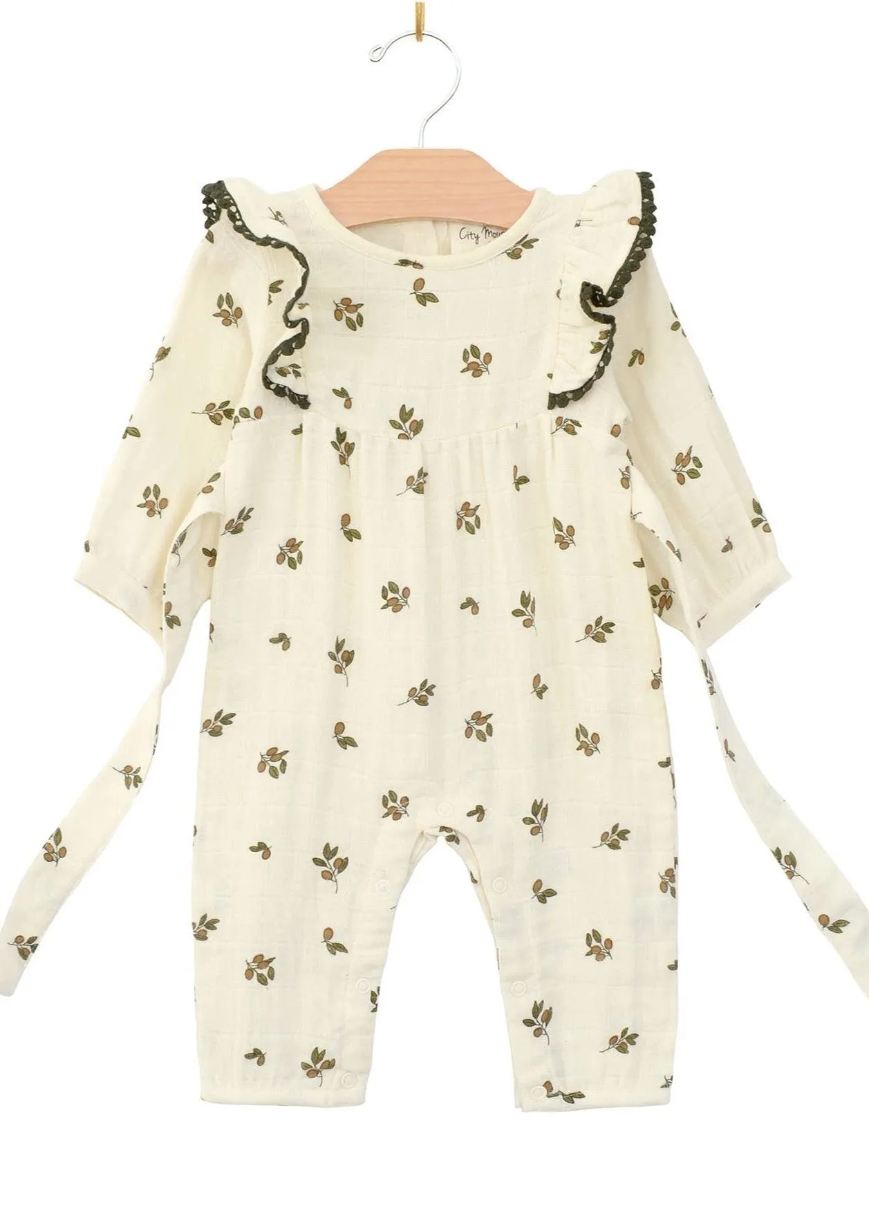Flutter Sleeve Long Romper - Floral Muslin