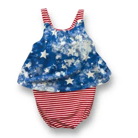 Girls Child of Mine Size 6-9 Months Red White Blue Sleeveless Romper
