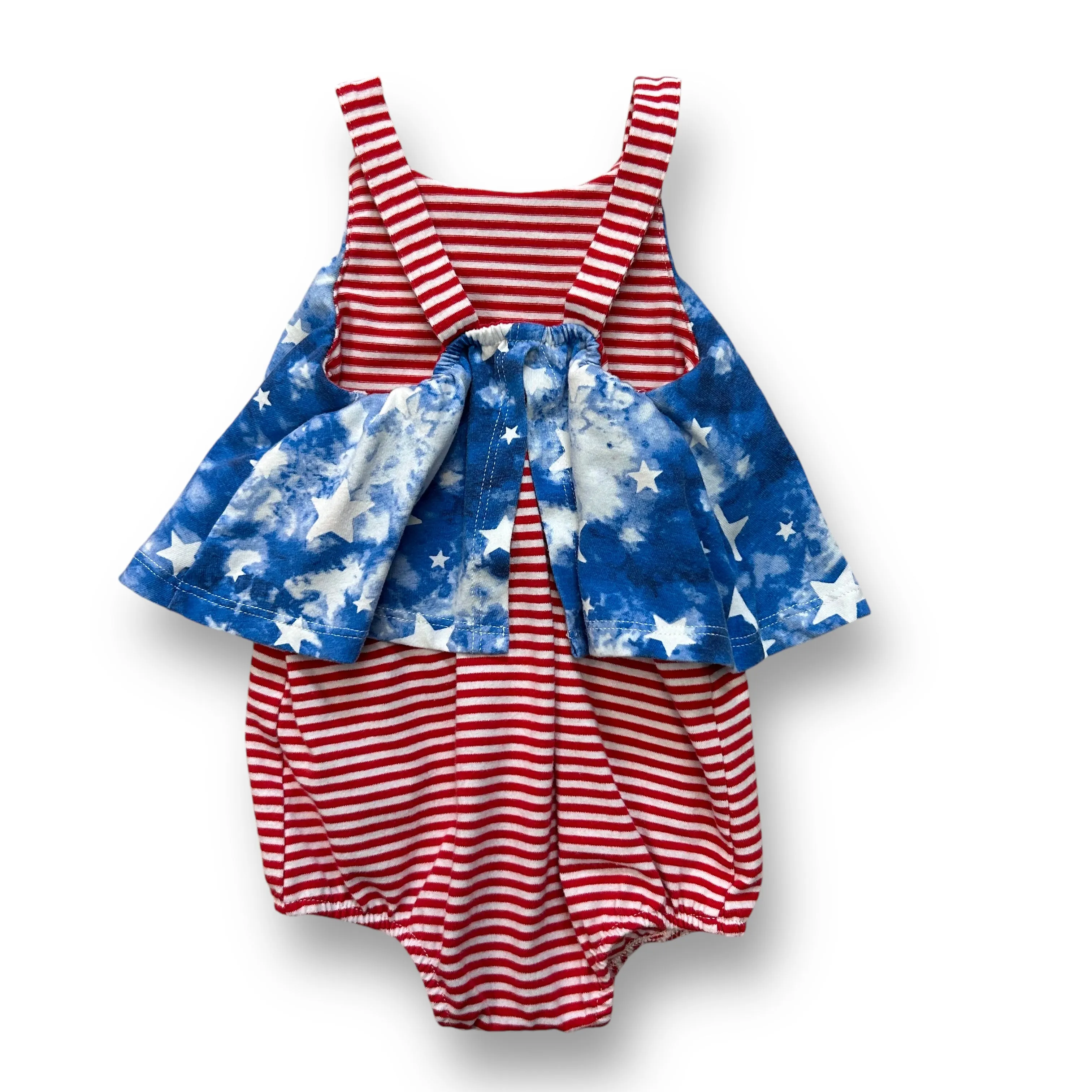 Girls Child of Mine Size 6-9 Months Red White Blue Sleeveless Romper