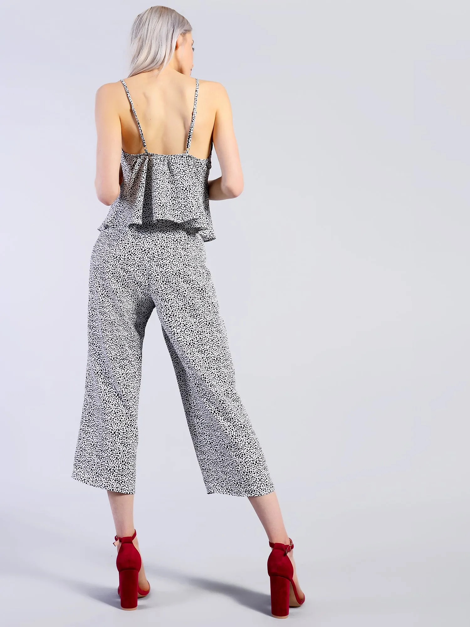 Glamorous Dalmatian Spot High Waisted 3/4 Length Trousers