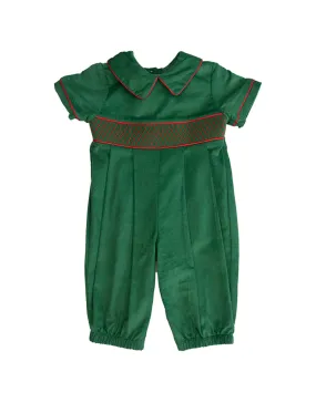 Green Corduroy Smocked Romper