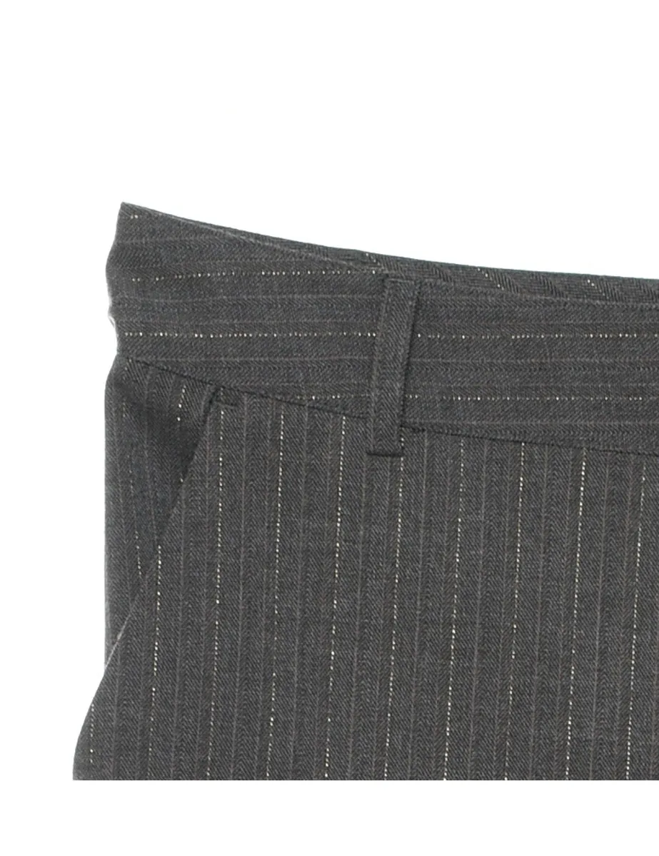 Grey Pinstriped Y2K Trousers - W34 L31