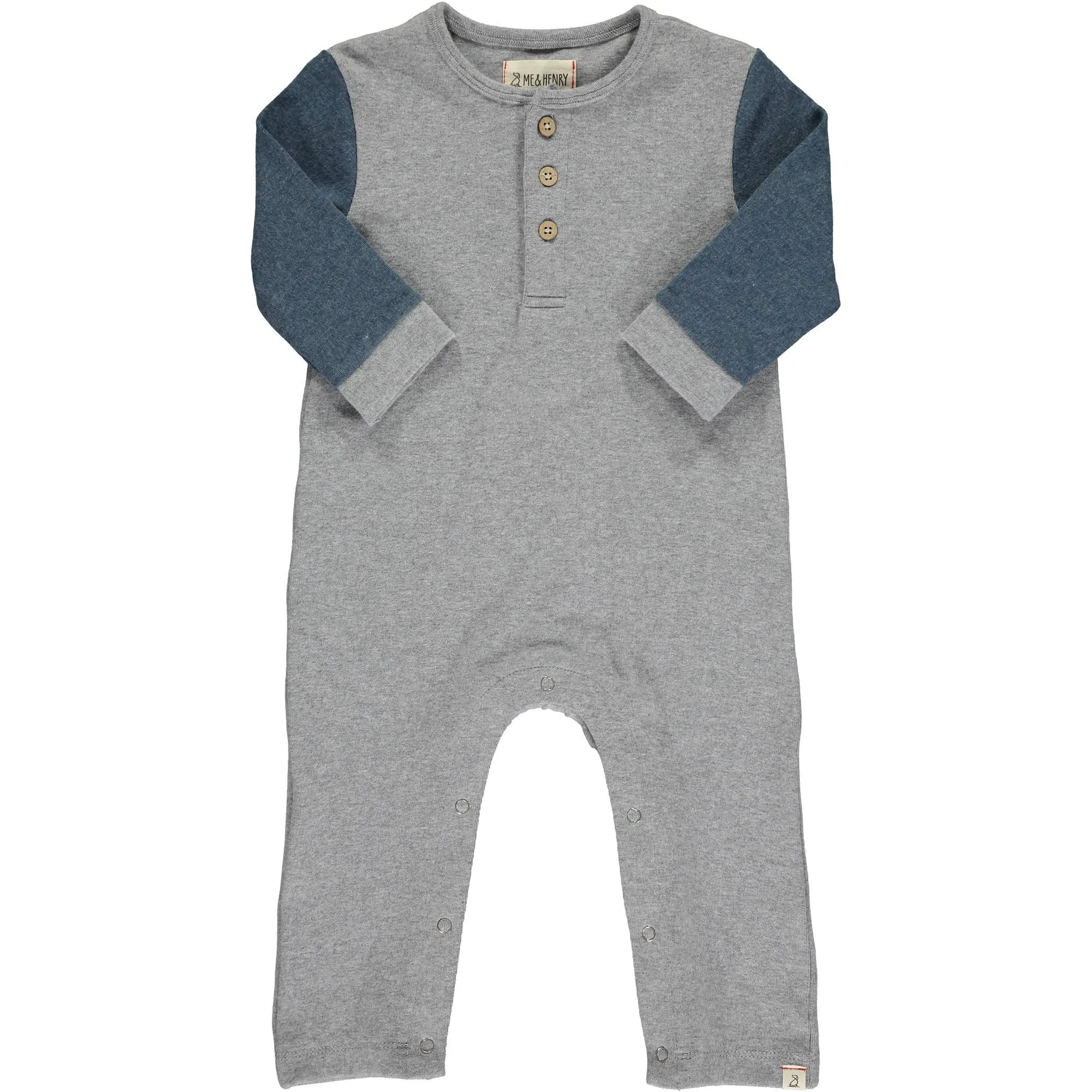 Grey w/ Blue Arms Estill Raglan Romper