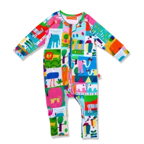 HALCYON NIGHTS SAFARI PARK LONG SLEEVE ROMPER