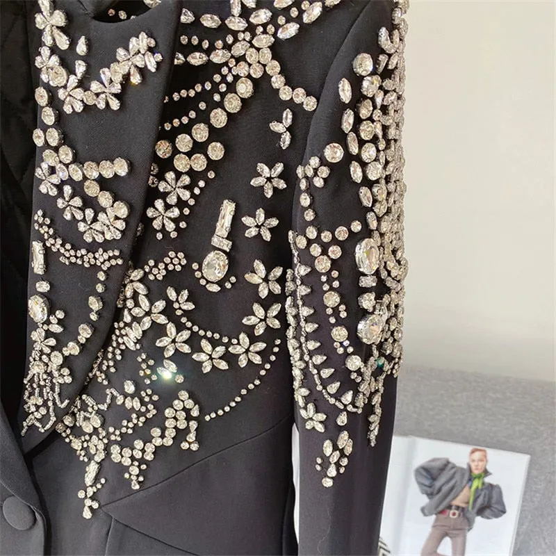 Handmade Beaded Big Fox Fur Sleeve Blazer  Coat