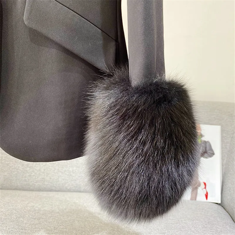 Handmade Beaded Big Fox Fur Sleeve Blazer  Coat
