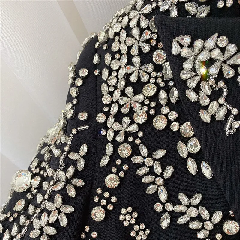 Handmade Beaded Big Fox Fur Sleeve Blazer  Coat