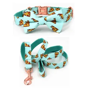 Handmade Cotton Dog Collar with Bow Tie and Metal Buckle
